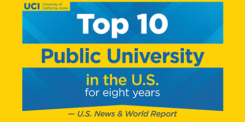 UCI is a top 10 public university for the 8th year in a row
